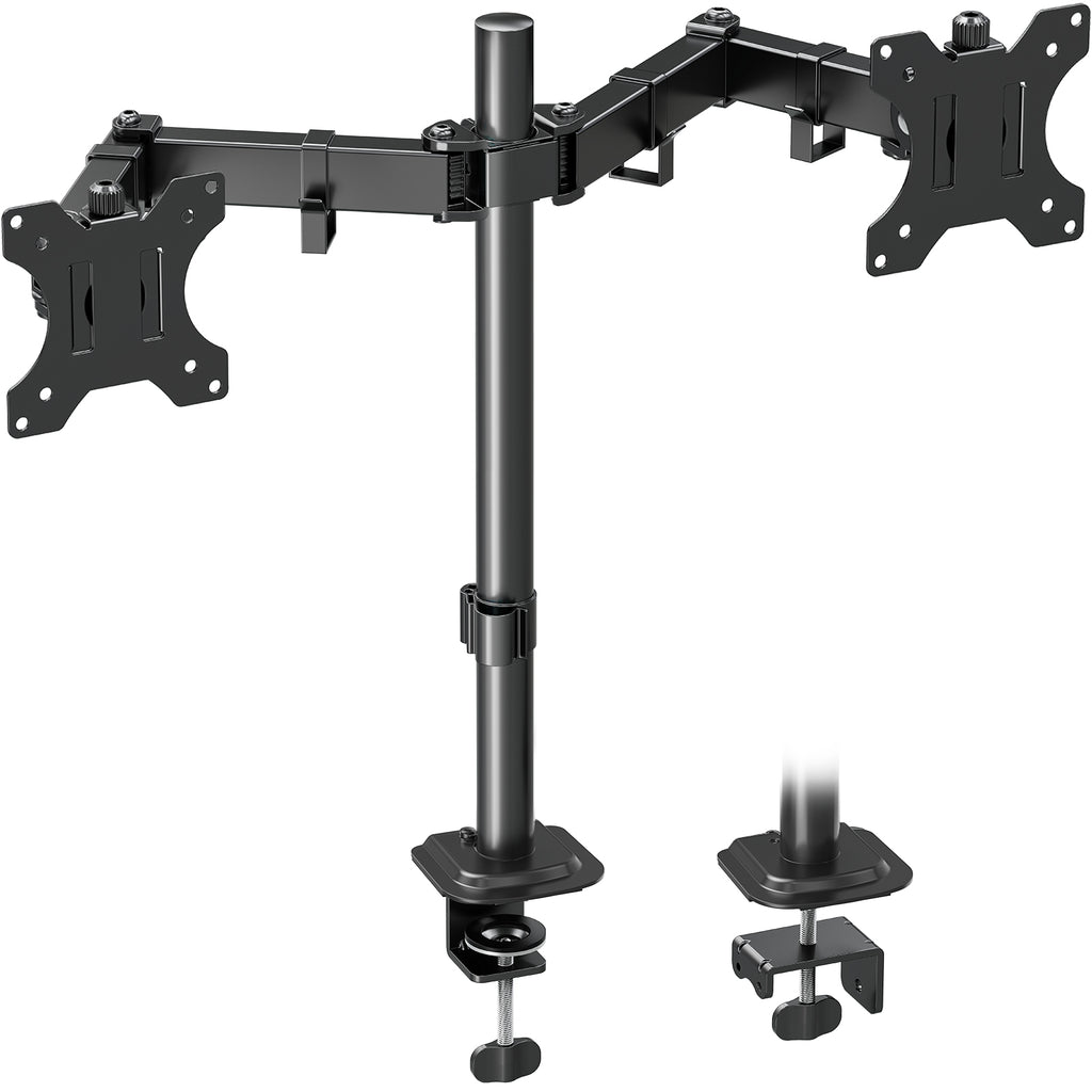 MOUNTUP Dual Monitor Stand Fits Max 32 Inch Screen up to 17.6lbs, Dual Monitor Desk Mount, Fully Adjustable Dual Monitor Arm for 2 LCD Screens, Double Monitor Stand with C-Clamp and Grommet Base