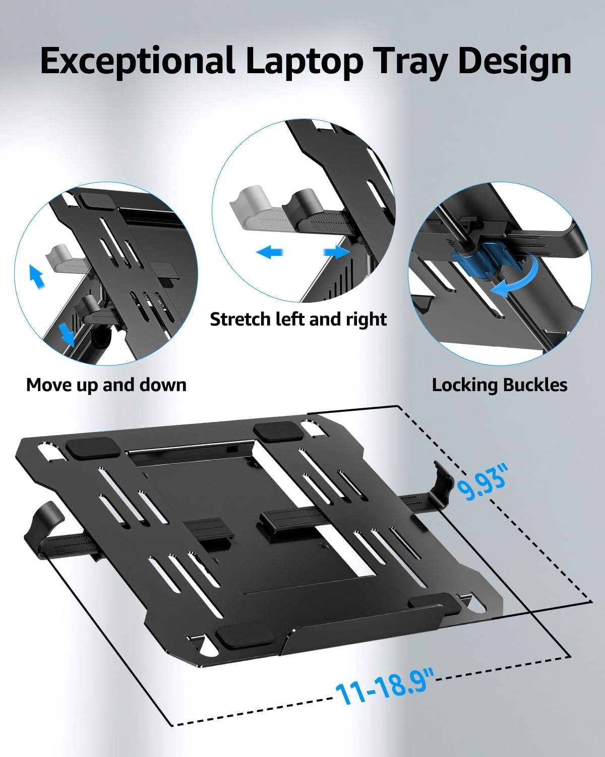 MOUNTUP Laptop Wall Mount, Adjustable Laptop Mount for Max 17" Notebook or Max 32" Monitor, Wall Mount Laptop Holder Holds 4.4-22lbs, 2-in-1 Laptop Arm with Ventilated Tray