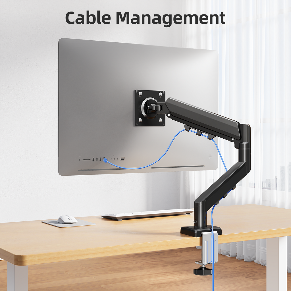 MOUNTUP Monitor Halterung für 13-32 Zoll Monitore 2-9 kg, VESA 75/100mm, Gasdruckfeder Arm, 360° Drehbar Höhenverstellbar Schwenkbar Neigbar, EU8015B