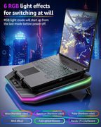 MOUNTUP RGB Laptop Cooling Pad for 13-19 Inch, Max 3500RPM Gaming Laptop Cooler, Cooling Pad Stand with Touch Switch to Control Speed, Laptop Fan Cooling Pad with Powerful 4.72 Inch Turbo Fan