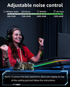 MOUNTUP RGB Laptop Cooling Pad for 13-19 Inch, Max 3500RPM Gaming Laptop Cooler, Cooling Pad Stand with Touch Switch to Control Speed, Laptop Fan Cooling Pad with Powerful 4.72 Inch Turbo Fan